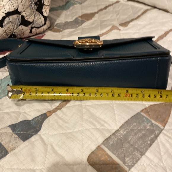 Coach Dark Teal Leather Crossbody Bag with Gold Accents - Picture 7 of 9